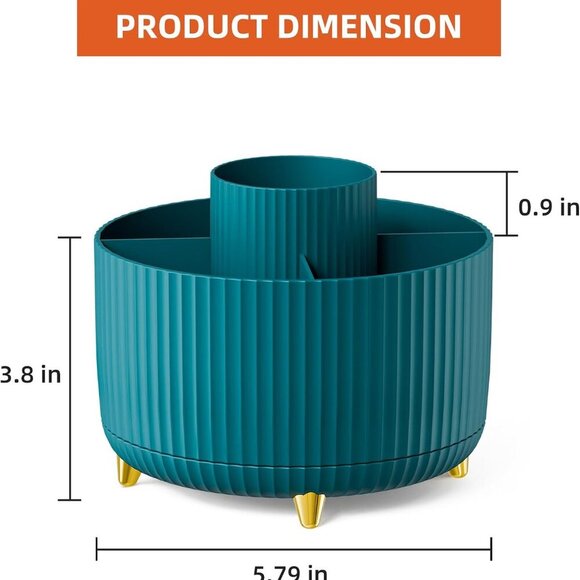 Desk Organizer, 360-Degree Rotating Pen Holder for Desk, Desk Organizers and Acc - Picture 2 of 7